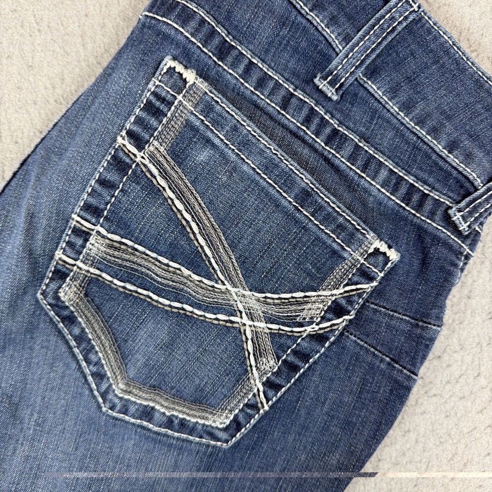 Ariat REAL Denim Women 33R Straight Leg Jeans Dark Wash Contrast Stitch Bootcut